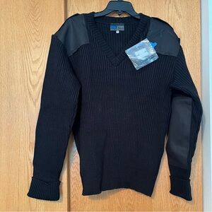 Combex V-neck Medium Knit Commando Sweater With Shoulder And Elbow Pads Police